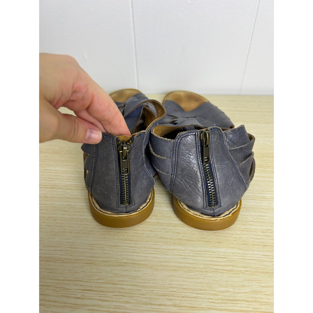 Born‎ Womens Iwa Sandals Size 10M Blue Leather Woven Zipper Comfort Flat - Picture 5 of 6